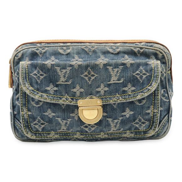 Louis Vuitton Monogram Denim Bum Bag Waist Bag Body Bag Shoulder Bag Blue Blue - Picture 1 of 9